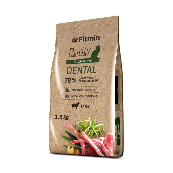 Fitmin cat Purity Dental корм для поддержания здоровья полости рта у взрослых кошек с ягненком