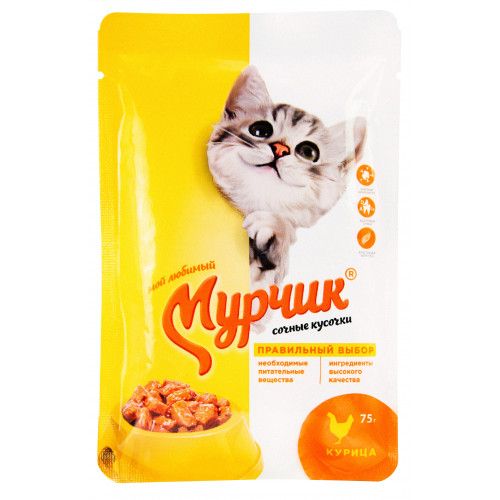 Корм для Кошек Мурчик с Курицей 75г