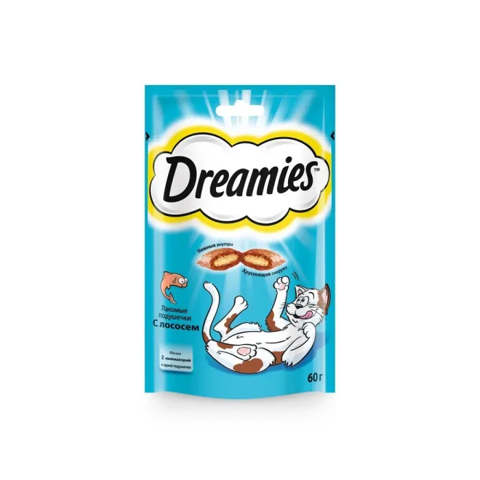 Dreamies "Лакомые подушечки" для кошек Лосось, 60 г