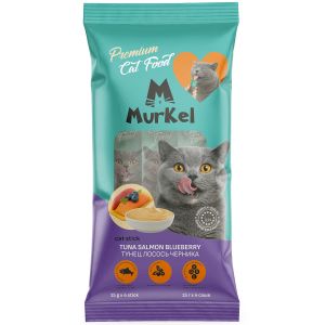 Murkel лакомство для кошек со вкусом "тунец лосось черника", 4 стика по 15г