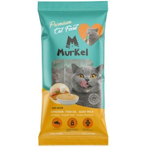 Murkel лакомство для кошек со вкусом "курица рыбий жир козье молоко", 4 стика по 15г