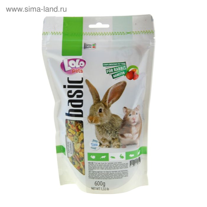 LoLo Pets для хомяков и кроликов, фруктовый, дойпак, 600 г