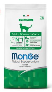 Monge Natural Superpremium Monoprotein Rabbit — сухой корм с кроликом для взрослых кошек