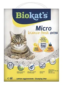 BioKat's Micro Bianco Fresh Extra Комкующийся наполнитель с активированным углем, 6л