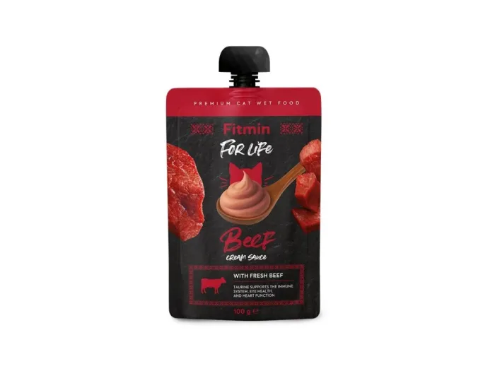 Fitmin For Life Cream Sauce с говядиной для кошек, 100 г