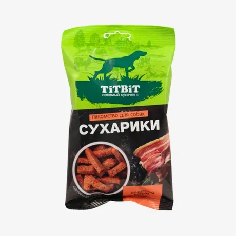 TitBit. Сухарики  со вкусом бекона лакомство для собак, 55 г