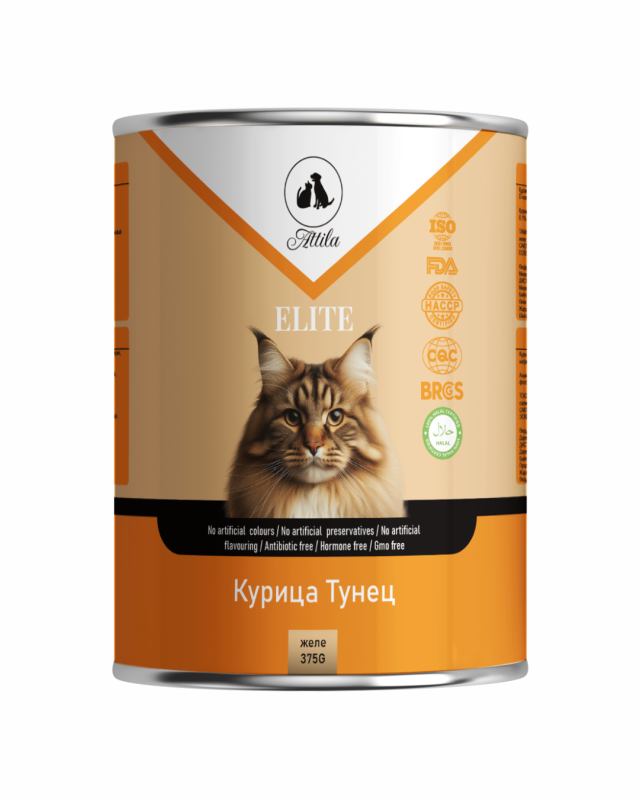 Elite Консервы для кошек желе курица с тунцом, 375 гр