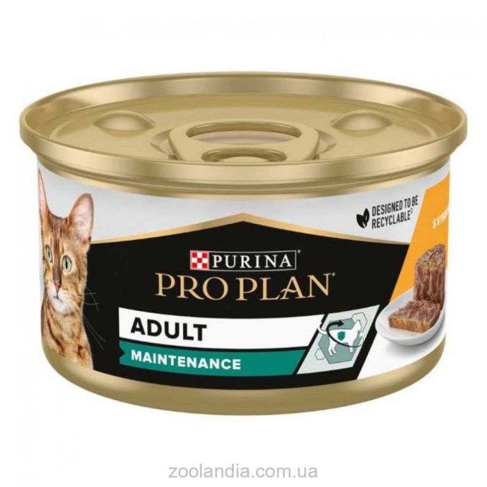 Purina Pro Plan Adult Maintenance (банка) Консервы для кошек Паштет с кусочками курицы 85 гр ж/б