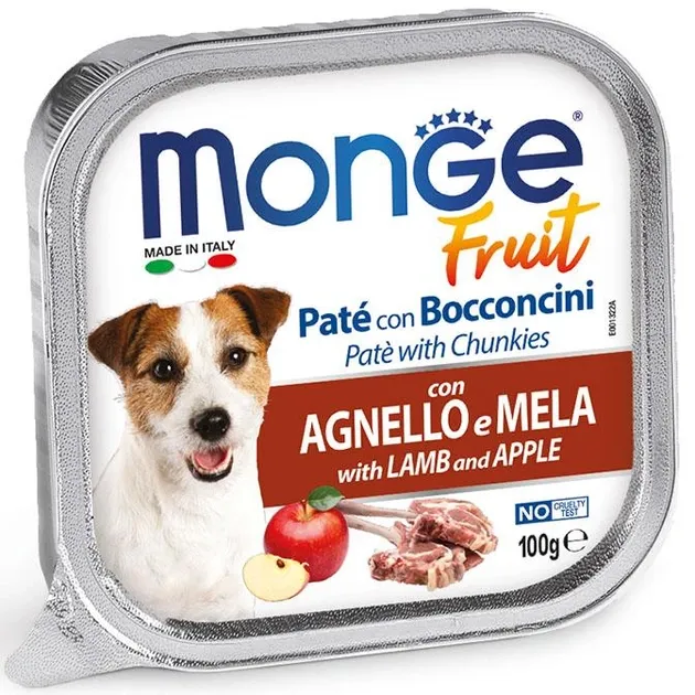 Monge Dog Fruit Adult Lamb & Apple влажный корм для собак ЯГНЕНОК и ЯБЛОКО, паштет