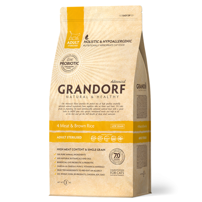 GRANDORF 4 Meat&Brown Rice Adult Sterilised — 4мяса для взрослых стерилизованных кошек