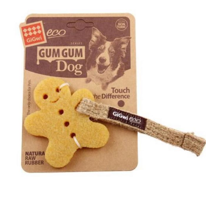 GiGwi Gum Gum Dog Eco Пряник жевательная, льняной ремешок