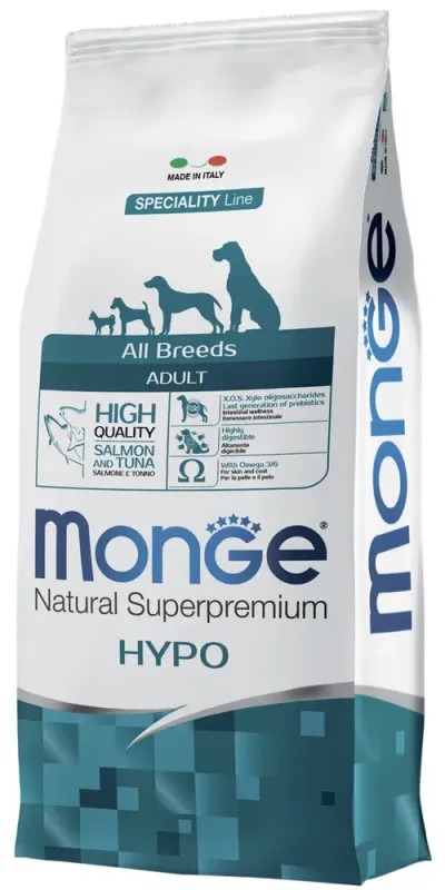 MONGE SPECIALITY DOG HYPO SALMON для взрослых собак всех пород при аллергии с лососем и тунцом 2,5 кг