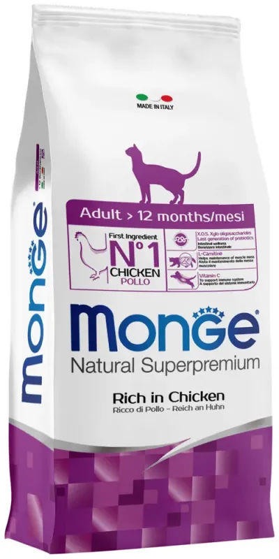 MONGE CAT ADULT CHICKEN для взрослых кошек с курицей, 1,5 кг