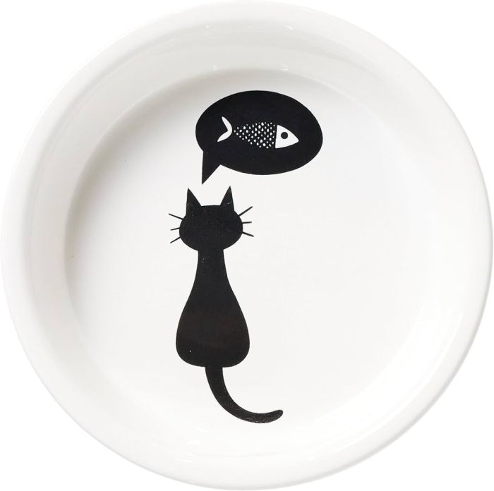 Trixie (24499). Миска керамическая Кошка 0,25 л/ 13 см, белая