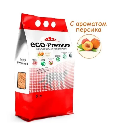 ECO-Premium Наполнитель Древесный Комкующийся Персик 20 л