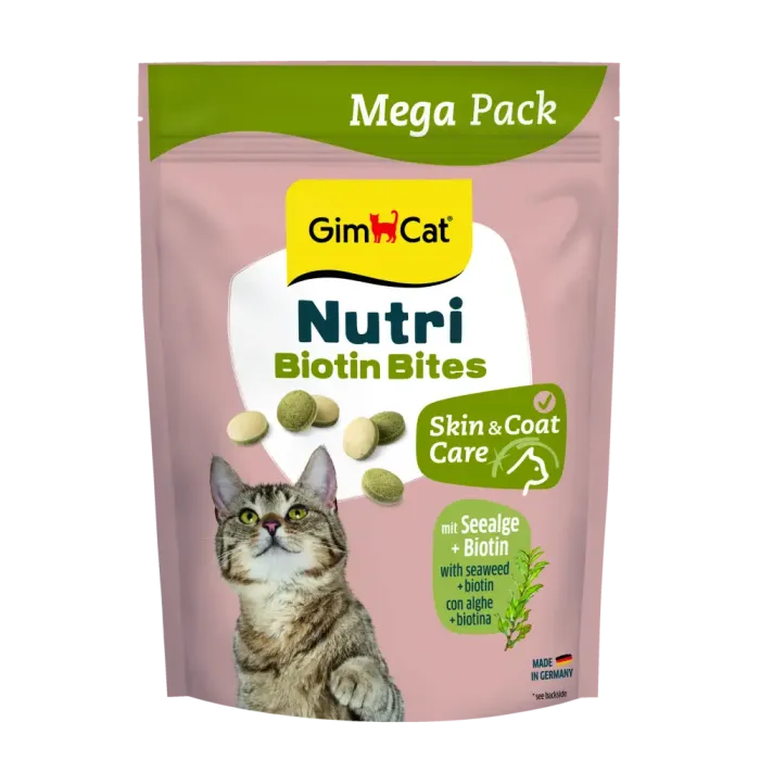 GimCat Nutri Biotin Bites, витамины для кошек для кожи и шерсти с биотином, 425г