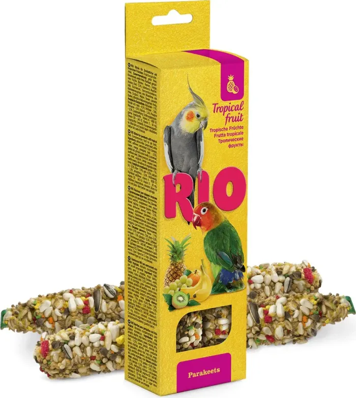 RIO Tropical fruit Parakeets. Палочки для средних попугаев с тропическими фруктами 150г в упаковке 2шт / зерновая смесь