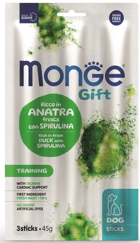 Monge Gift Training лакомство для собак, мягкие палочки, с уткой, 45 гр