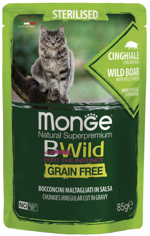 MonGe BWild Grain Free Sterilised Wild Boar with Vegetables (в соусе, пауч)