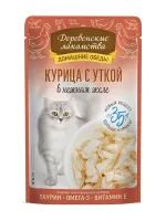 Влажный корм для кошек "Деревенские лакомства" Курица с уткой в нежном желе, 70 гр