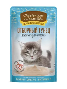Влажный корм для котят "Деревенские лакомства" Отборный тунец, Паштет, 70 гр