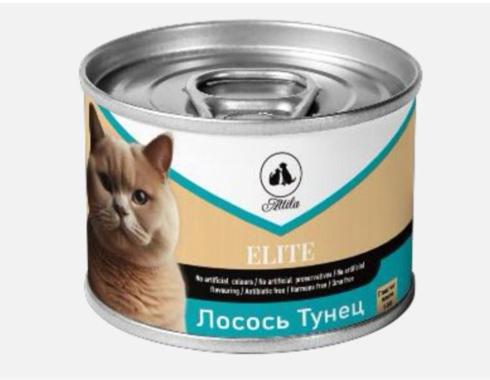 Elite Консервы паштет желе для взрослых кошек со вкусом лосось тунец, 80гр.