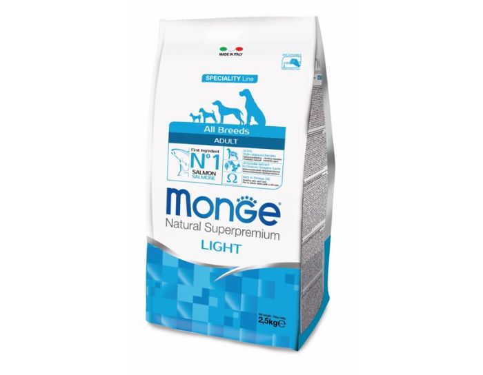 Monge All Breeds Adult Light, Низкокалорийный для взрослых собак всех пород, 2,5 кг