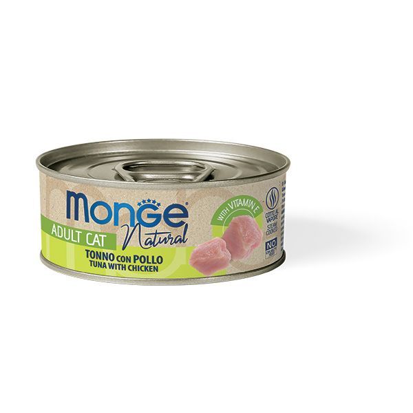 Monge Natural, tonno a pinne gialle con pollo, с тихоокеанским тунцом, с курицей