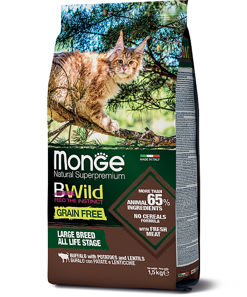 Monge Bwild GF Buffalo (Буйвол) беззерновой корм для крупных кошек