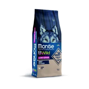 Monge BWild Dog Low Grain All Breed Goose — низкозерновой корм с гусем для взрослых собак всех пород, 12 кг