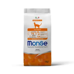 Monge Natural Superpremium Monoprotein Sterilised Duck 1,5 кг — сухой корм с уткой для стерилизованных кошек