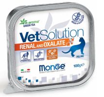 Monge - VetSolution Cat Renal and Oxalate, Влажный корм в виде паштета для профилактики образования оксалатных камней у кошек, ламистер 100 г