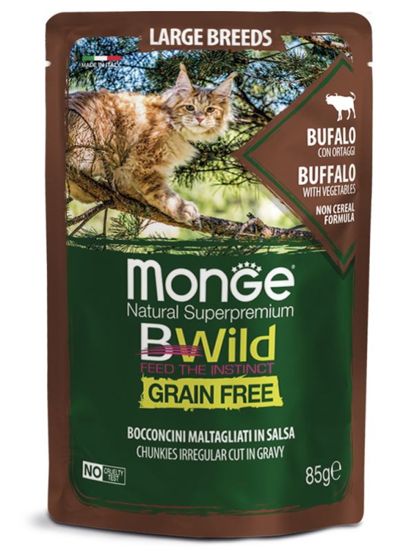 MONGE паучи для кошек Cat BWild Large (буйвол), 85 г