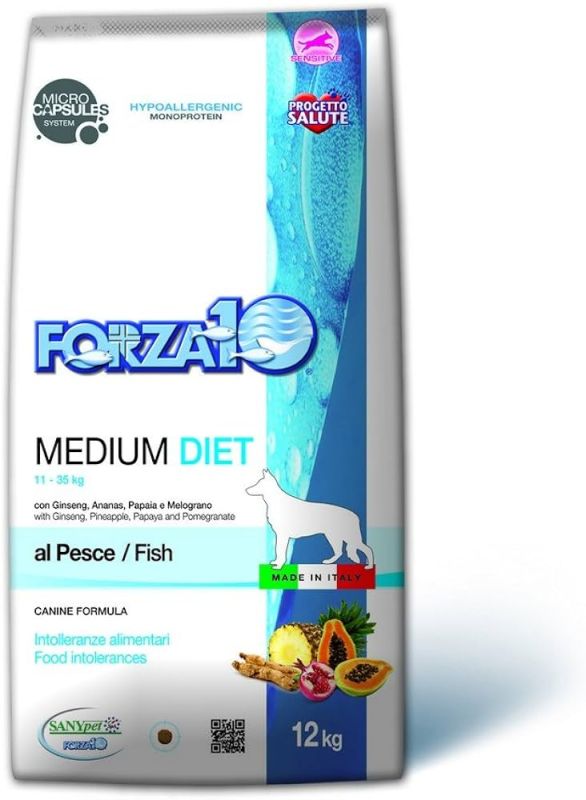 FORZA10 DOG MEDIUM DIET монобелковый для взрослых собак средних пород при аллергии с рыбой