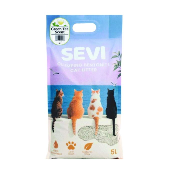 Sevi наполнитель бентонитовый с запахом зелёного чая, 5 литров