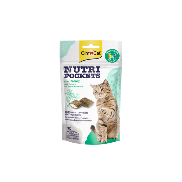 Gimcat Nutri Crispy Pockets с лакомством для кошек из кошачьей мяты, 60 г