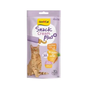 Лакомство для стерилизованных кошек GimCat Snack Cream Plus, курица и морковь, 6x15 г