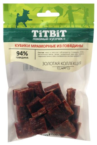 Titbit. Кубики мраморные из говядины для собак Золотая коллекция 80 г