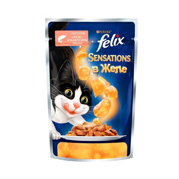 Felix Sensations (лосось и треска) в желе 85гр