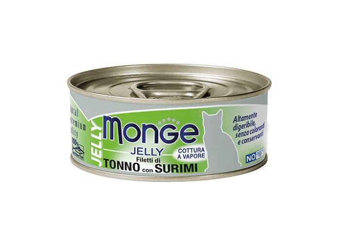 MONGE CAT JELLY ADULT TONNO CON SURIMI, с желтоперым Тунцом и сурими