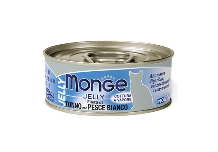 MONGE CAT JELLY ADULT TONNO CON PESCE BIANCO, с желтоперым Тунцом и белой рыбой