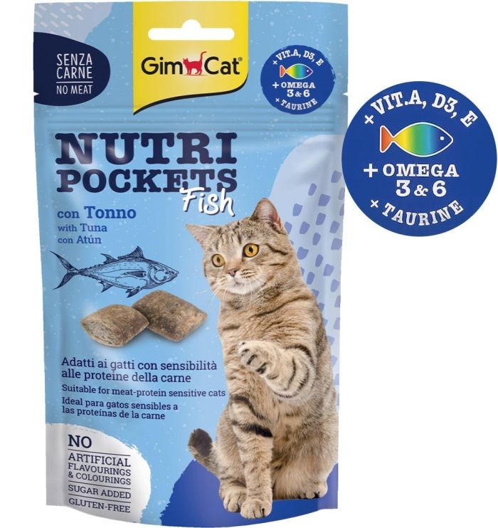 GimCat – Nutri Pockets Fish with Tuna, лакомсво рыба с тунцом, 60 гр