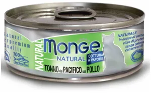 Monge Natural, tonno a pinne gialle con pollo, с тихоокеанским тунцом, с курицей