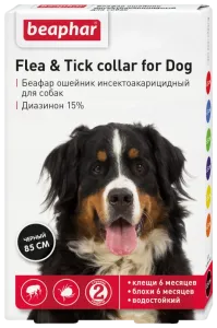 Beaphar ошейник от блох и клещей Flea & Tick для собак и кошек, 85 см, черный 1 уп.