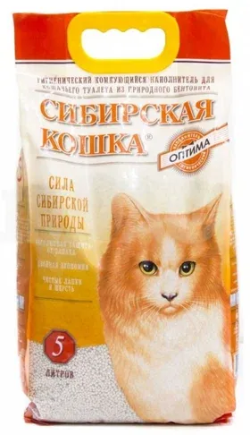 Сибирская кошка Оптима бентонитовый комкующийся наполнитель для кошек 5 литров