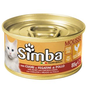 Simba Mousse мусс для кошек с куриными сердечками и печенью
