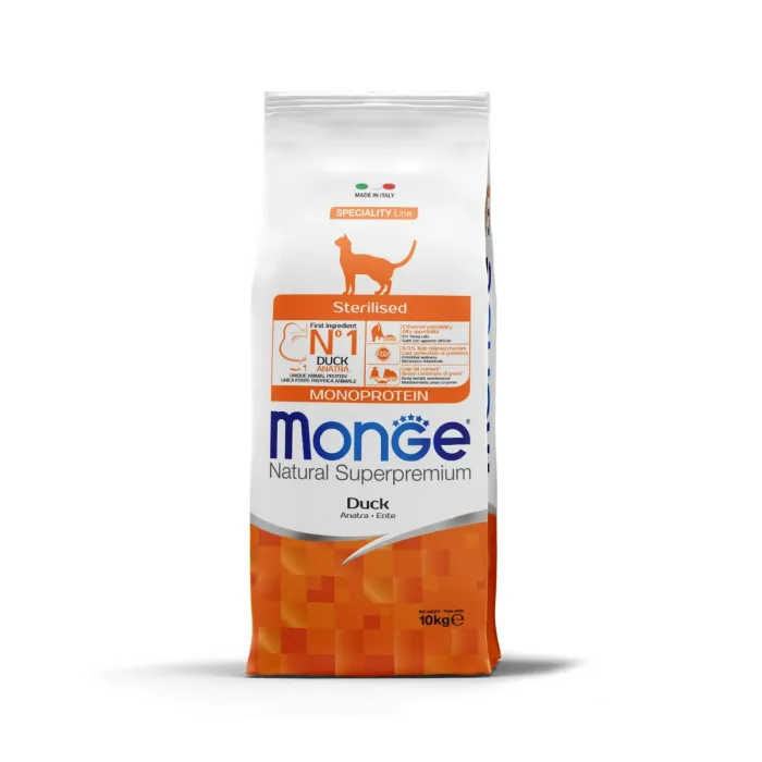 Monge Natural Superpremium Monoprotein Sterilised Duck 10 кг — сухой корм с уткой для стерилизованных кошек