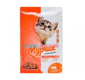 Мурчик - Влажный корм для кошек с говядиной в соусе, пауч 75 г