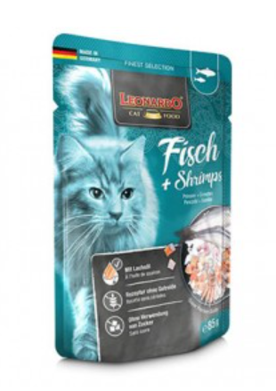 Leonardo Finest Selection Fish & Shrimp (с лососем и креветками) Для взрослых кошек и котов 85гр