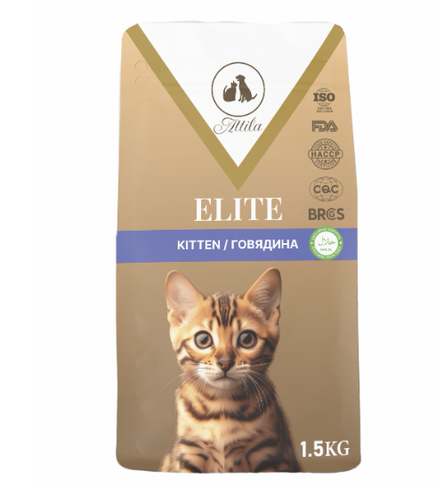 Сухой корм для котят Attila Elit говядина 1 кг